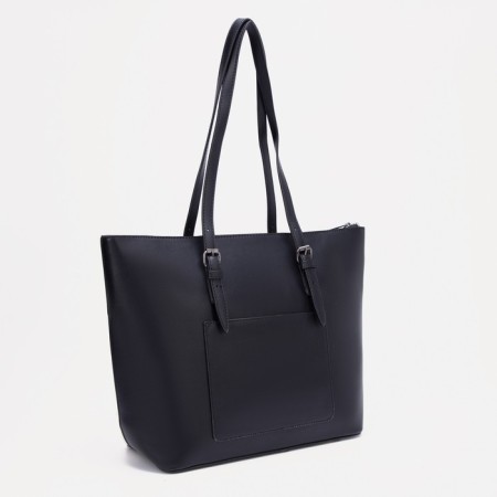 David Jones zipper bag, external pocket, beige/black-2