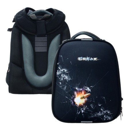 School backpack 38 x 30 x 16 cm, ergonomic back, stavia "bullet", multicolor