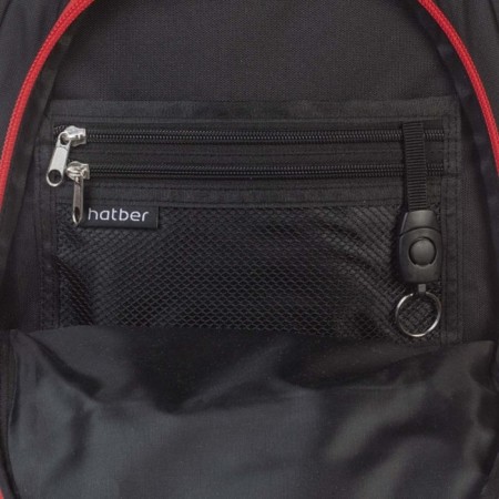 School backpack 41 x 29 x 16 cm, ergonomic back, Hatber Easy, Sport Car, Black/Red NRK_88069-6