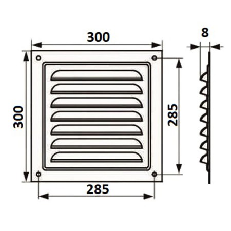 Ventilation grate Zein Lux RM3030, 300 x 300 mm, with a grid, metal, white-6