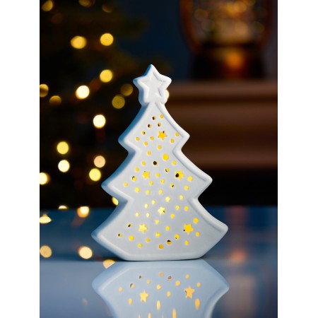 LED figure "Star tree" 9.7x4.5x13.7 cm, 1 LED, LR44X3 (in the set), T/white