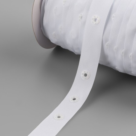 Braid with buttons, 25-25-50 mm, 17 mm × 45 ± 1 m, white color-3