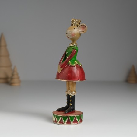 Polystone souvenir "Mouse/mouse in red-green outfit" mix 4.5x4x14.5 cm-2