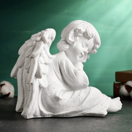 Figure "Angel with wings sits" White, 17x20x25cm-3