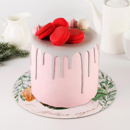 Subway for the cake reinforced "Happy New Year", 28 cm, 2 mm, New Year-1