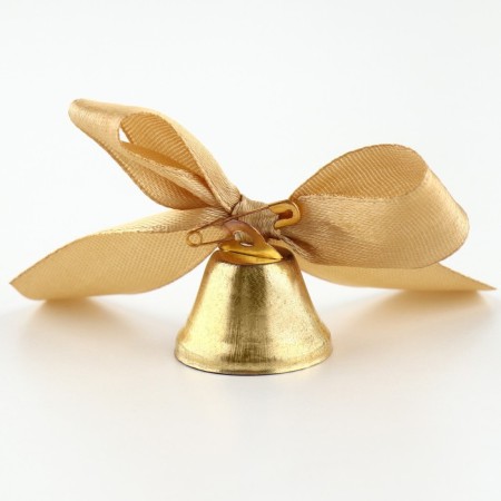 A bell on a pin with a bow for graduation, gold, d = 2.6 cm-1