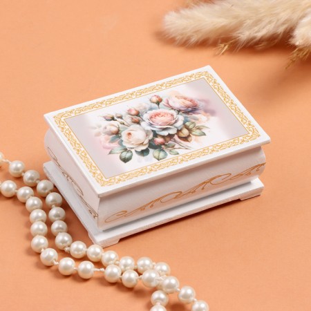 Casket "Tender Peonies", white, 6 × 9 cm, lacquer miniature