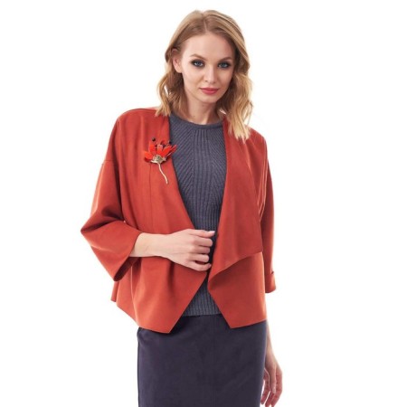 Cardigan female, size 48, Terracot color