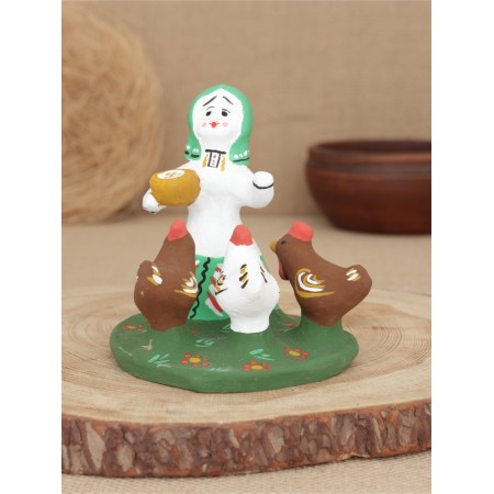 Souvenir "Baba with chickens", 12 × 10 × 12 cm, Kargopol toy, mix-9