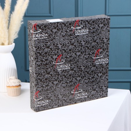 Eboe, 2 levels: d = 18 cm, d = 30 cm, black color with beige and gold, glass-3
