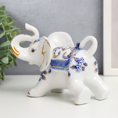 Souvenir Ceramics "Elephants with blue painting" Set 7 pcs H = 11 cm 31.5x23.5 cm-2