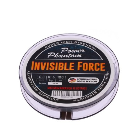 Леска Power Phantom Invisible Force CLEAR, диаметр 0.30 мм, тест 10.6 кг, 100 м-1