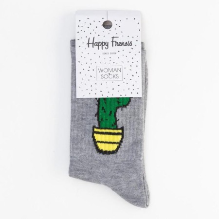 Women's socks "Cactus" color gray, size 23-25-2