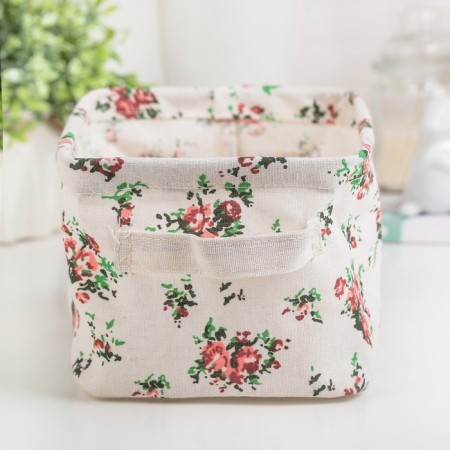 Storage basket with handles "Flowers", 20.5 × 16.5cm, rectangular-1