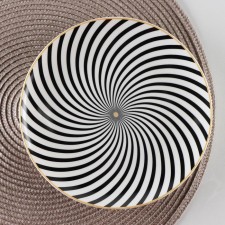 Ceramic dessert “spiral” plate, d = 20.5 cm, black and white color