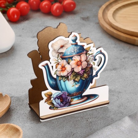 Napkin "kettle with flowers", 14 x 12 x 6 cm-2