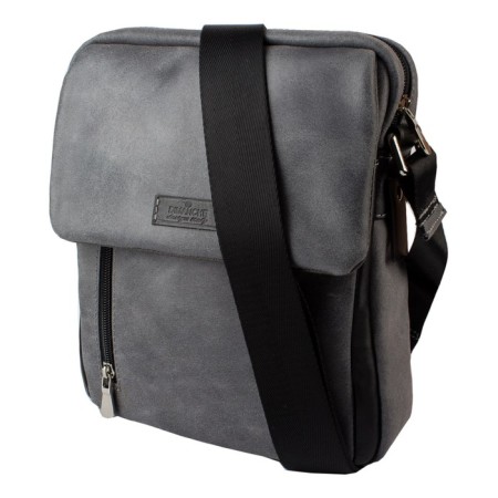 Male bag, lightning department, 2 outer pockets, adjustable belt, gray color-1