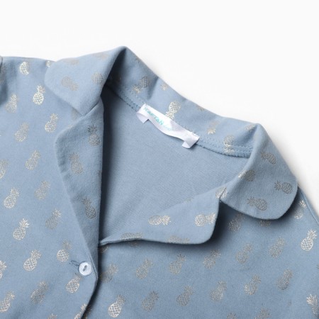 Pajama nursery from a flannel (shirt, trousers) kaftan "pineapple", height 98-104, blue-4