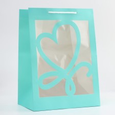 Gift package with a curly window, 25 x 18 x 35 cm, blue