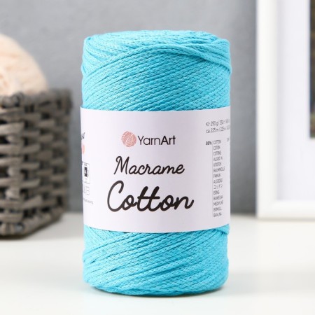 Yarn "Macrame Cotton" 20% polyester, 80% cotton 225m/250g (763 azure)-4