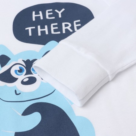 Pajamas for a boy (longshilly/pants), white/blue/raccoon color, height 104cm-2