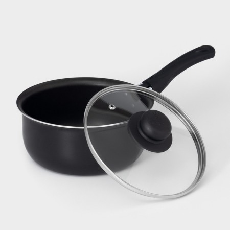 Bucket Consul d = 18 cm, 2 l, plastic handle, glass cover, anti -stick coating, black color-1