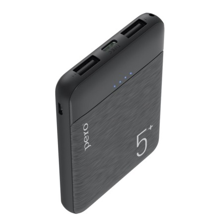 External battery PERO PB01, 5000 mAh, 2 USB, 2.1 A, indicator, black-1