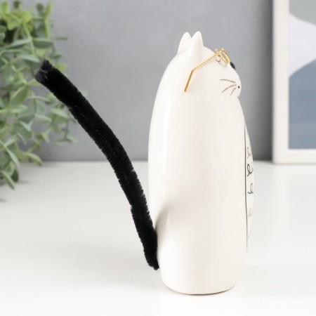 Souvenir Ceramics "Cat with glasses with a curly tummy" 6.2x5.8x14 cm-1