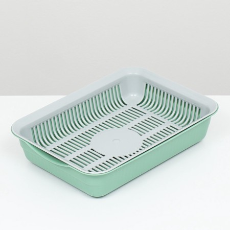 Tray with a grid No. 3, 34 x 25.5 x 7 cm, gray/olive-3
