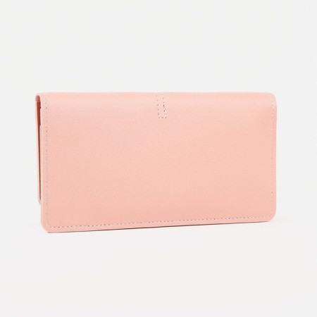 Women's wallet on the button, pink color-1