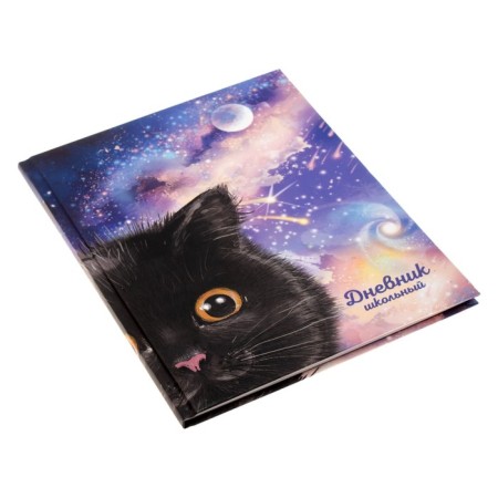School diary for grade 1-11, "black cat", solid cover, lamination "soft-tach" Velvet, an offset block 65g/m2, universal cheat sheet, 48 sheets-1