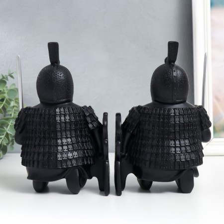 Polystone souvenir "Terracotta warrior with a sword and shield" set 2 pcs black 9x13x20 cm-2