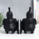 Polystone souvenir "Terracotta warrior with a sword and shield" set 2 pcs black 9x13x20 cm
