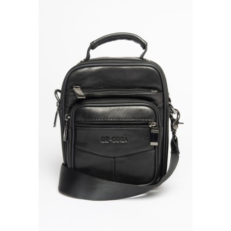Bag Cross-Body Men, genuine leather de-gosa black, 16x10x21 cm