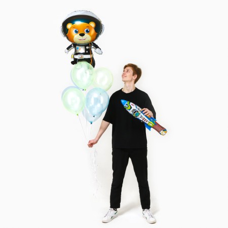 A set of balls "Bear in space", latex, foil, 9 pcs.-2