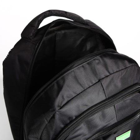 Male backpack on a zipper, 4 outer pockets, black/green color-5