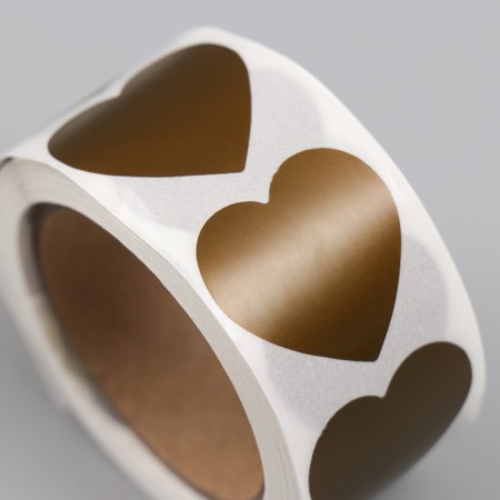 Sticker Paper "Golden Heart" Stretch-layer d = 2.5 cm 300 pcs in roll-1