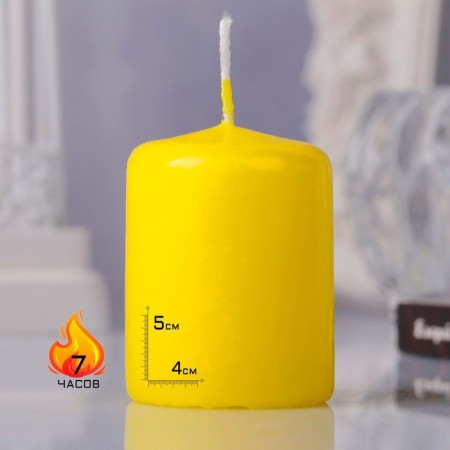 Candle - cylinder, 4x5cm, 7 hours, 47 g, yellow-4