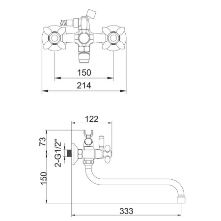 Accoona A7182K bath mixer, two -wound, with shower, silumin, green/chrome-6
