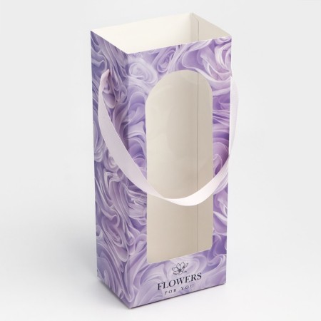 Package Pack for Flowers with a plastic window, Flowers, lilac, 30 x 12 x 8 cm-6