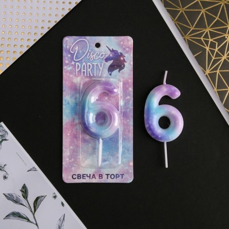 Candle for the cake, number "6", 5.5 x 8 cm.-1