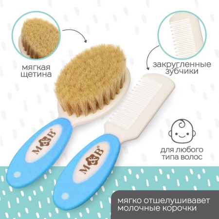 A set of combs with nylon bristles m & in, blue color-3