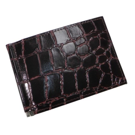 Wallet with a clamp, burgundy color