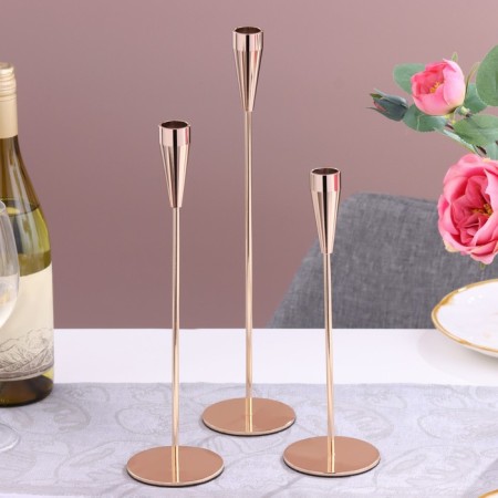 A set of 3 candlesticks, metal, d = 5 cm h = 36.5/31/26 cm-1