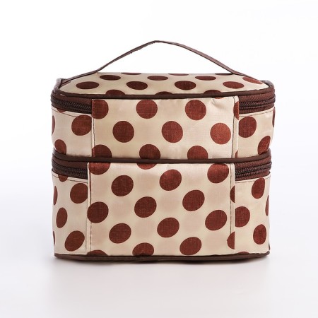Cosmetic bag, 2 parts on lightning, beige/brown color-1