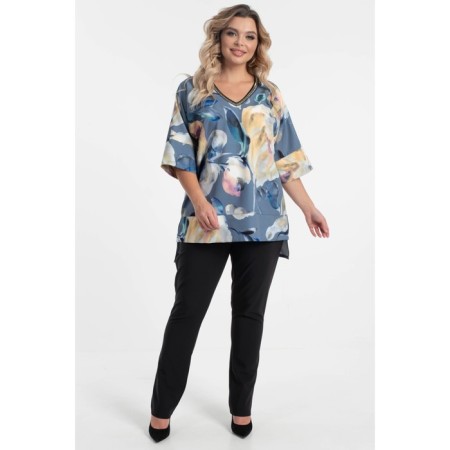 Female blouse, size 52, gray, beige color-7