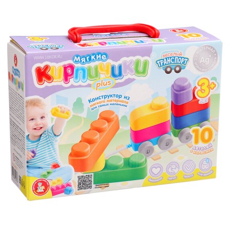 Designer "Soft bricks Plus. Funny transport ", 10 parts, wheels-8