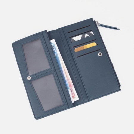 Women's wallet on the button, blue color-3