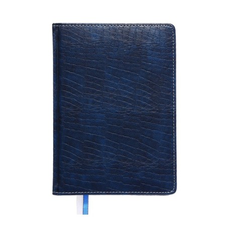 Diary Initiated A5 160 sheets attomex.croco, solid cover of artificial leather with foam rubber, 2 lies, block 70 g/m2, blue