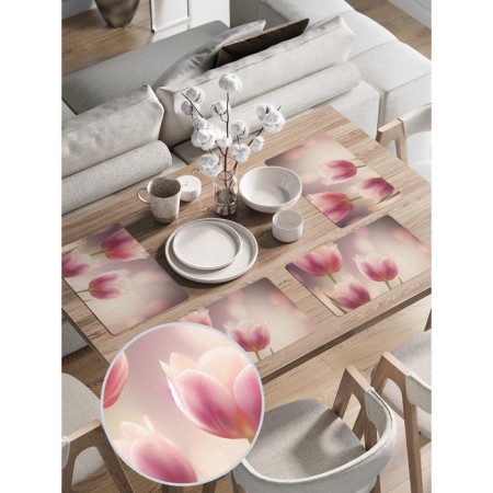 A set of napkins for setting the table "Tenderness at dawn", rectangular, rounded edges, size 30x46 cm, 4 pcs-1